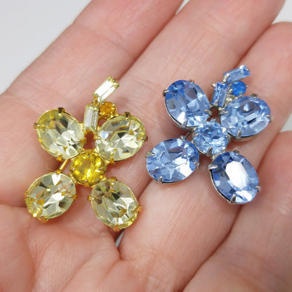 Vintage Weiss Two Set Crystal Brooches, 1947 Signed Weissco 1940 Vintage Jewelry