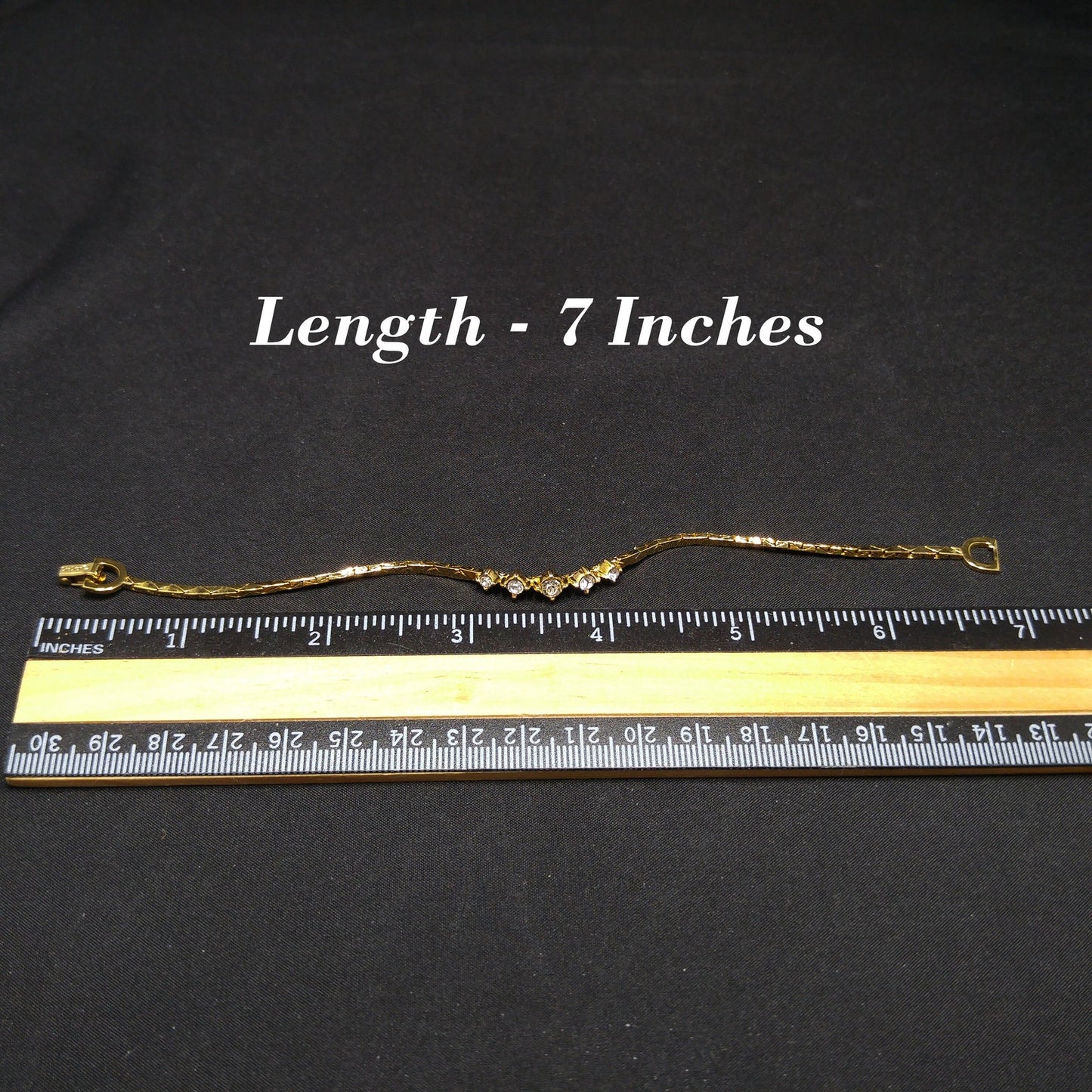 Christian Dior Vintage Gold Plated Bracelet w/ Graduated Rhinestones, 1980s