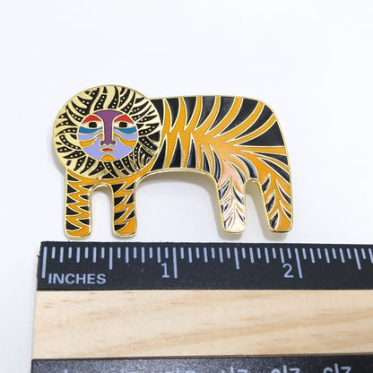 Laurel Burch "Tigre" Brooch, Gold Plated Lion Tiger Pin, 1980s Vintage Jewelry