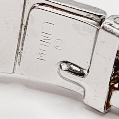Vintage Monet Rhodium Plated Hinged Bracelet Textured Design 6 Inch