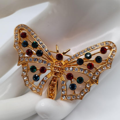 Eisenberg Ice Rhinestone Butterfly Brooch, 1980s Vintage Jewelry