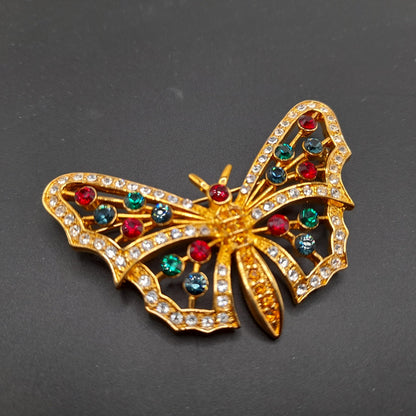 Eisenberg Ice Rhinestone Butterfly Brooch, 1980s Vintage Jewelry