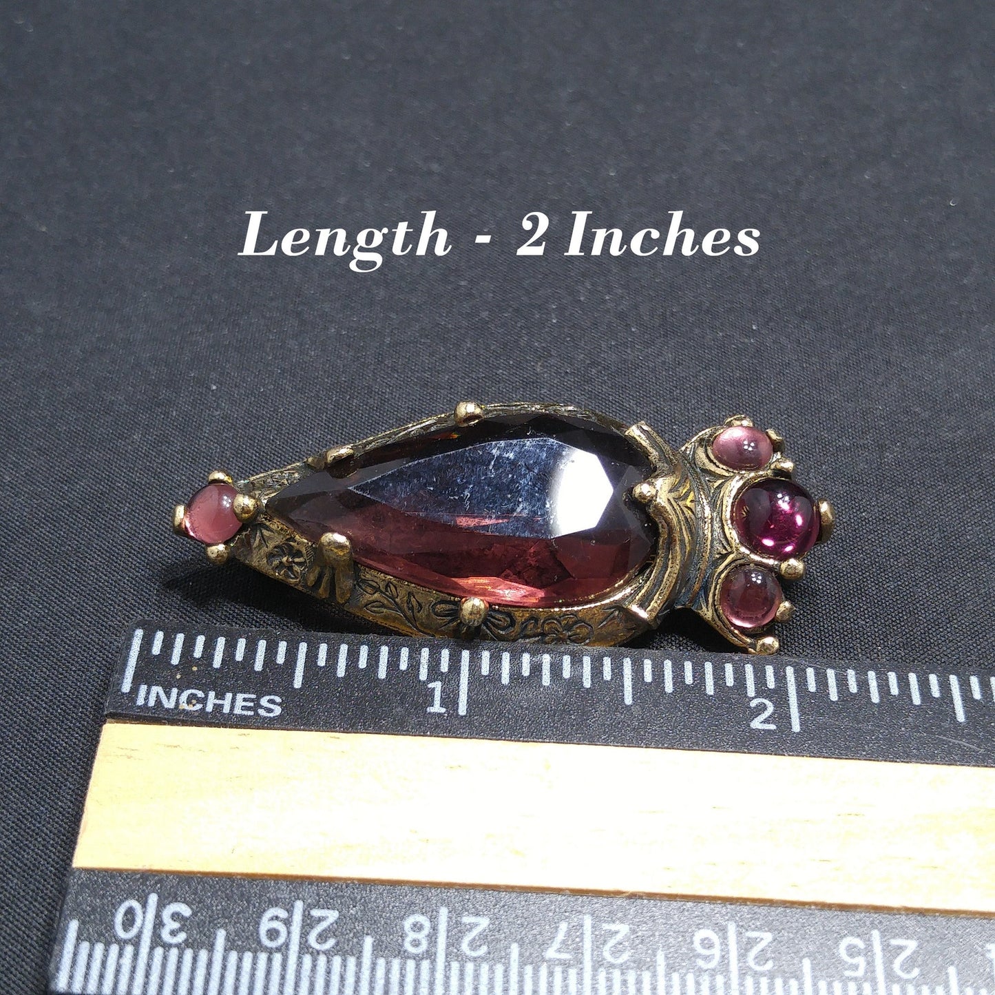 Miracle Purple Rhinestone Cabochon Brooch, 1950s Vintage Jewelry