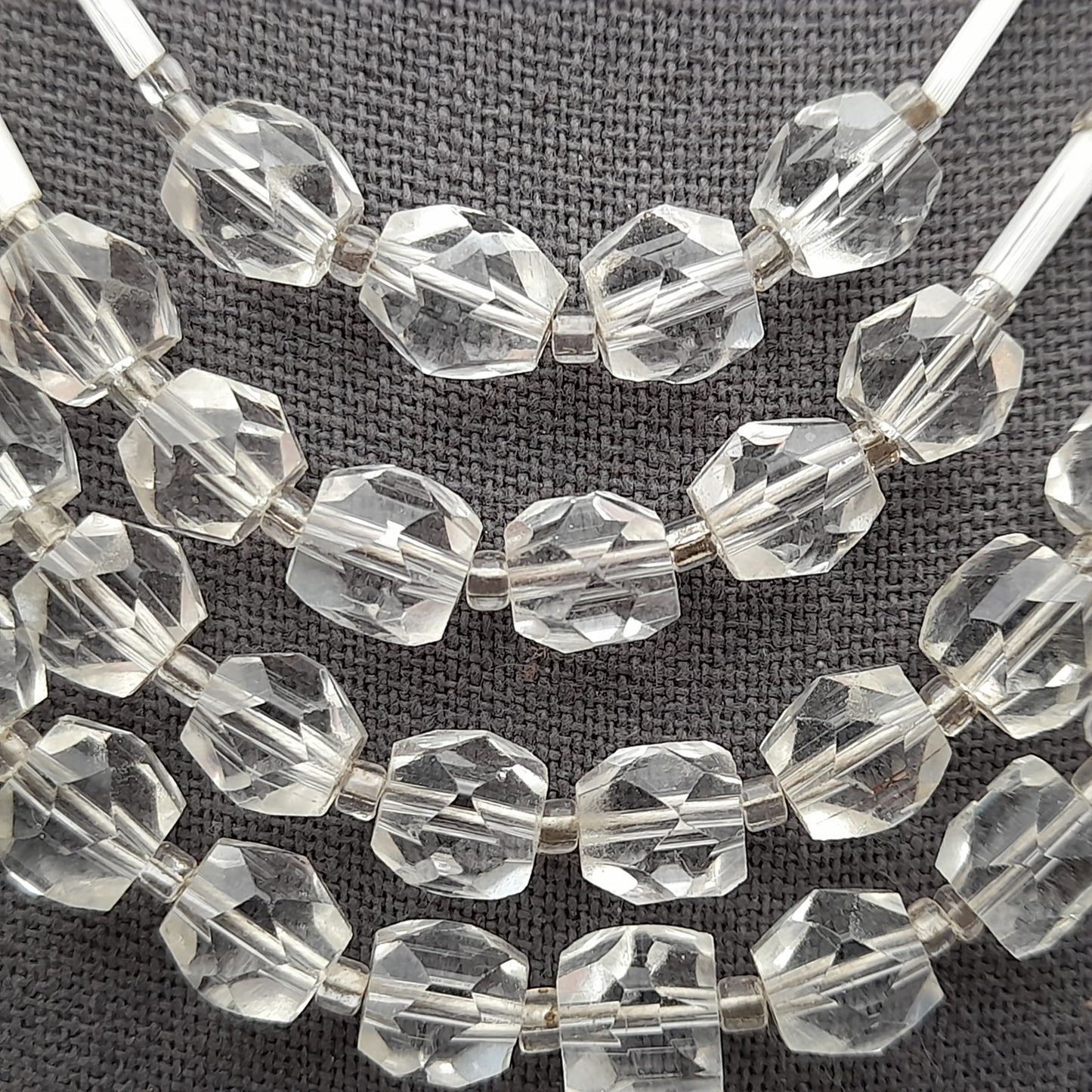 Vintage Japan Clear Flat Top Crystal Beaded Necklace, 1950s