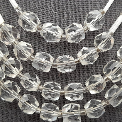 Vintage Japan Clear Flat Top Crystal Beaded Necklace, 1950s