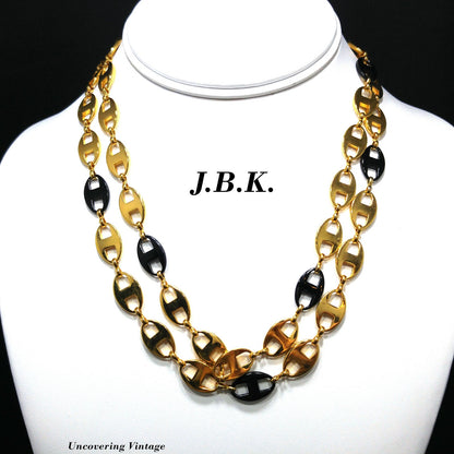 Jackie Kennedy Replica Necklace – Camrose & Kross JBK Gold Black Enamel Links, 1990s