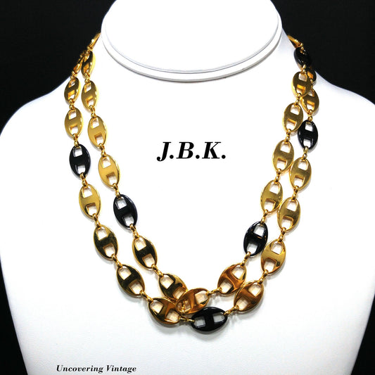 Jackie Kennedy Replica Necklace – Camrose & Kross JBK Gold Black Enamel Links, 1990s