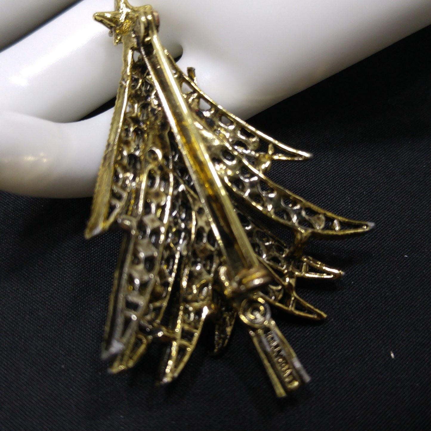 Hollycraft Christmas Tree Brooch, "Ribbon Tree", 1950s Vintage Jewelry