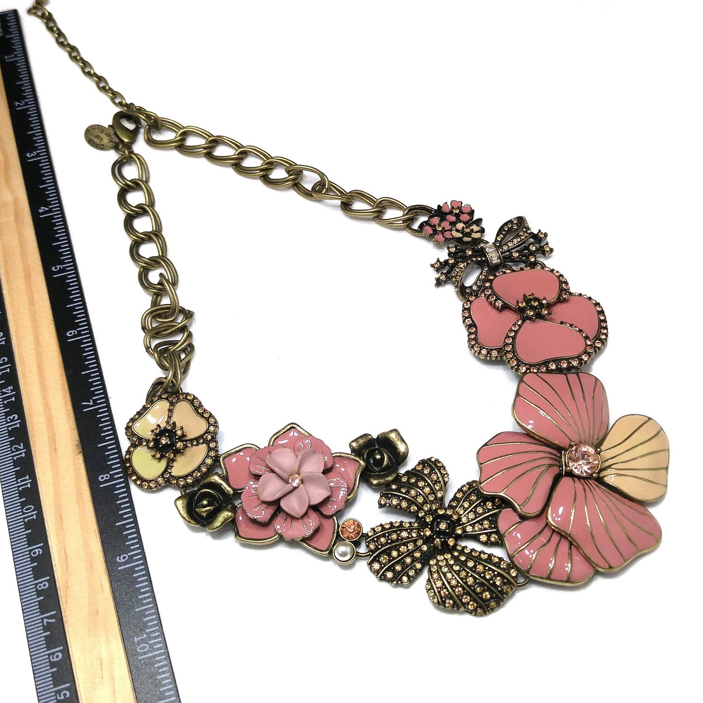 Vintage Ciner for Joan Rivers Pink Enamel Necklace, Classic Collection, 1990s