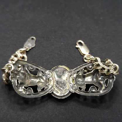 Sterling Silver Gemstone Bracelet, 925 Oval Green Gemstone, Vintage Jewelry