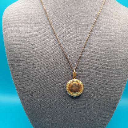 Vintage Gold Filled Locket Pendant, Etched Heart, Holds Two Photos, 1950s Jewelry