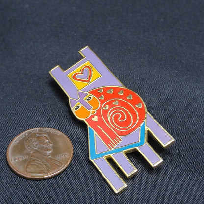 Laurel Burch "Cat On Chair" Brooch, Gold Plated, 1980s Vintage Jewelry