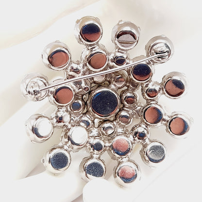 Vintage Clear Rhinestone Wedding Rhodium Plated 2 Inch Brooch
