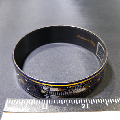 Michaela Frey Wide Enamel Bangle Bracelet, Made in Austria, 1970s Vintage Jewelry