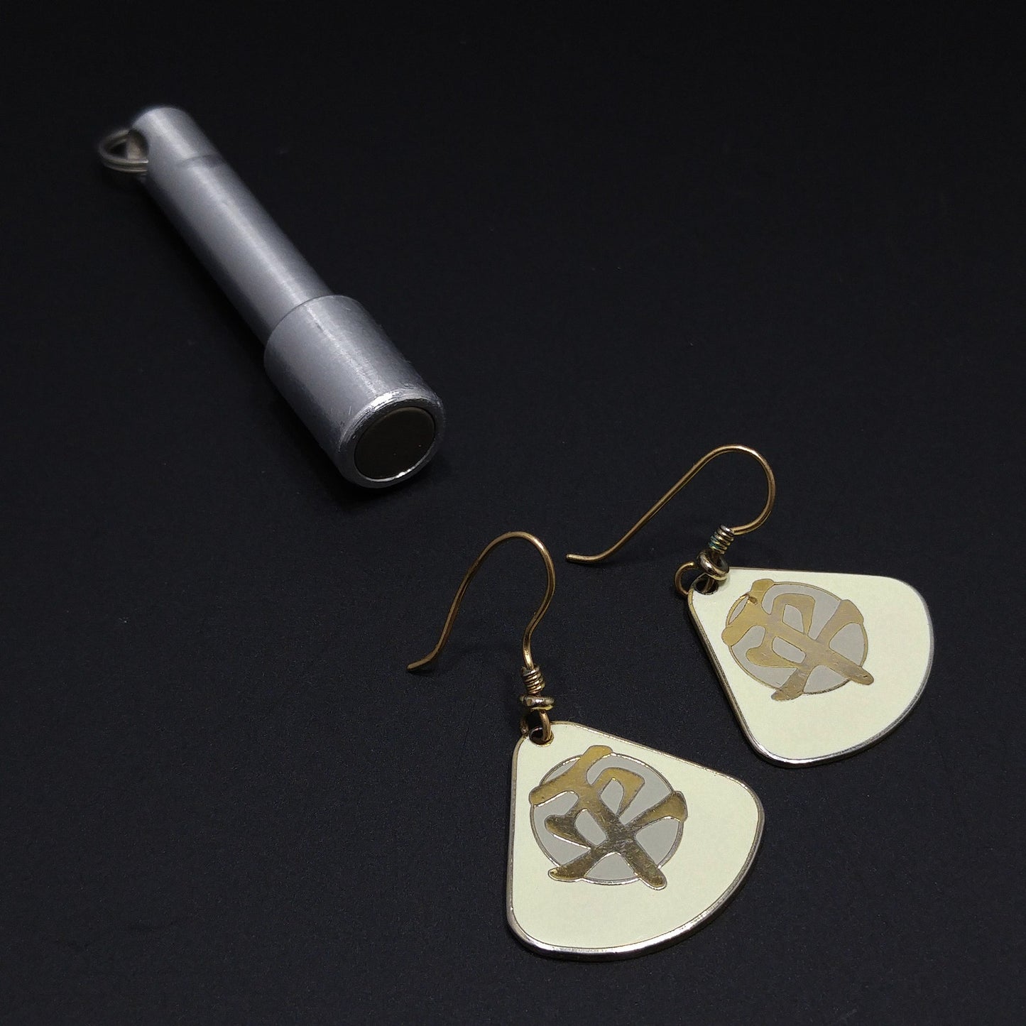 Vintage Laurel Burch Tranquility Earrings, Gold Plated, Cream Enamel