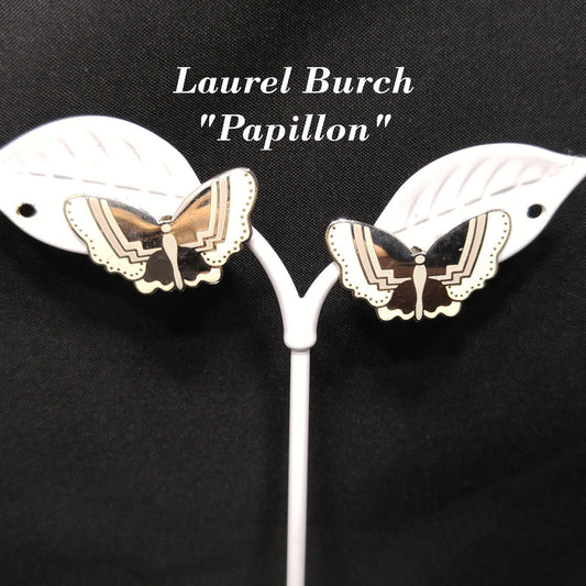 Laurel Burch "Papillon" Post Earrings, Butterfly Cloisonné Enamel, 1980s Vintage