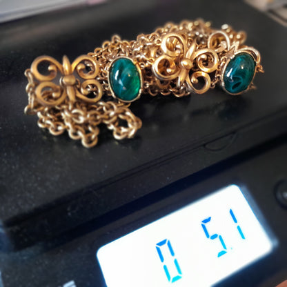 Vintage Swarovski S.A.L. Green Cabochon Chain Necklace, No Clasp