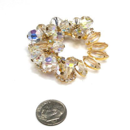 Vintage Juliana Clear Beaded Brooch, D & E Reference #7518, Gold Plated, 1960s