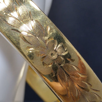 Carl-Art 12K Gold Filled Hinged Bracelet, Art Deco, 1930s Vintage Jewelry