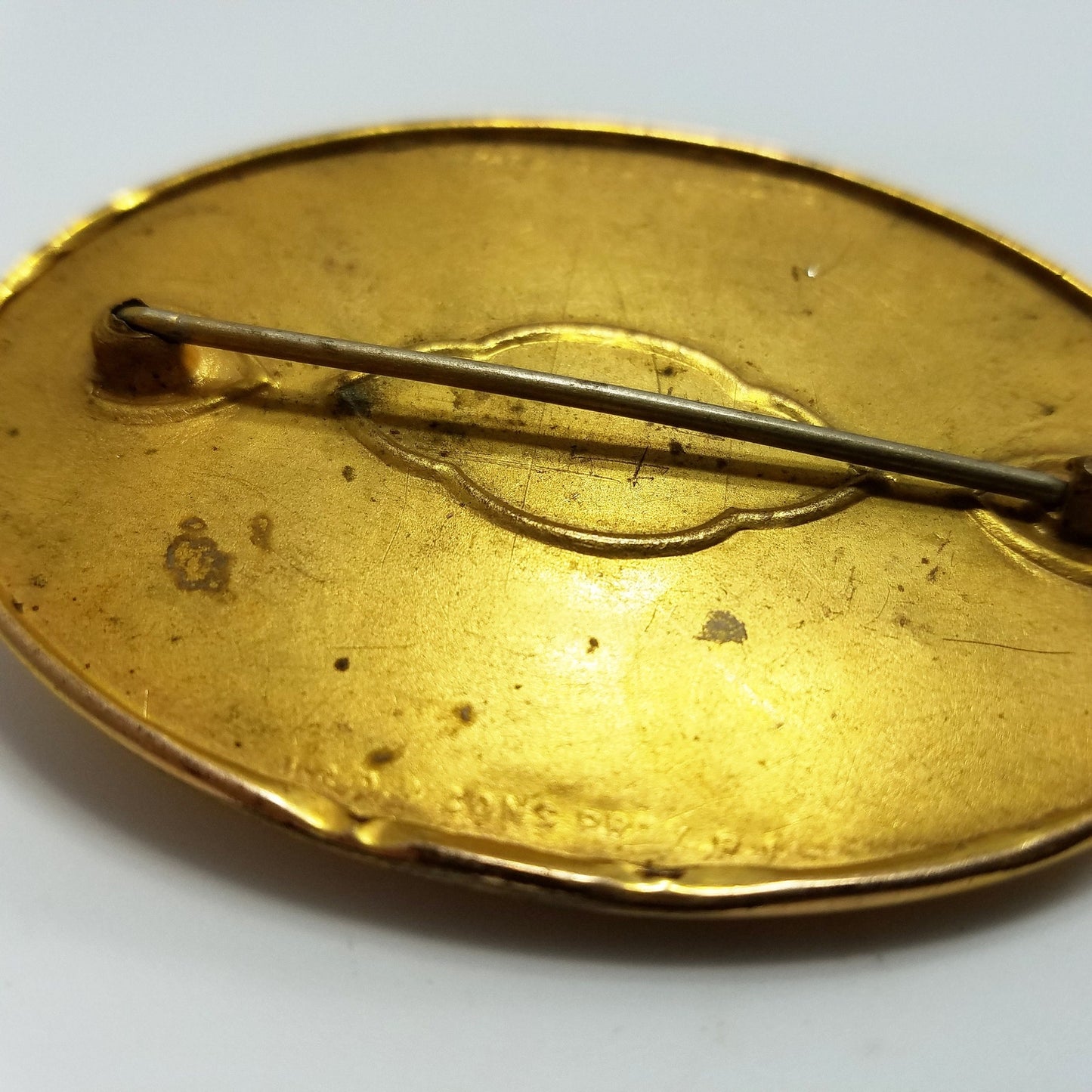 Antique Sash Pin Repousse JCP & Sons , Signed Floral Design, Early 1900s