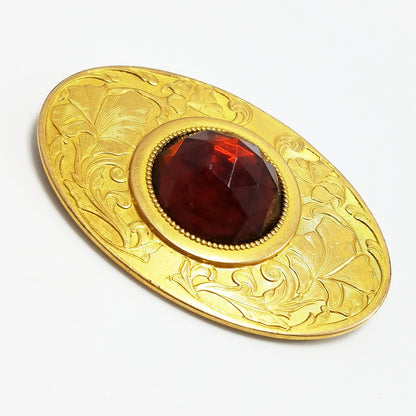 Antique Sash Pin Repousse JCP & Sons , Signed Floral Design, Early 1900s