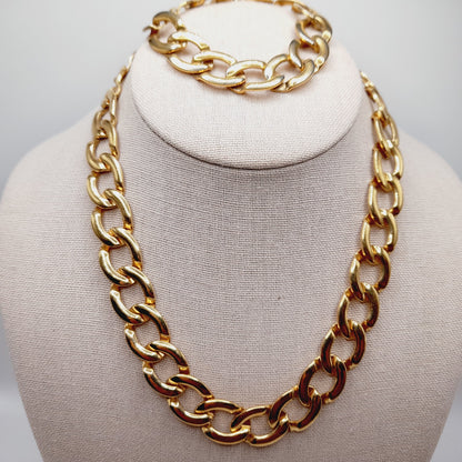 Vintage MONET Gold Plated Chain Necklace & Bracelet Set – Bold Links
