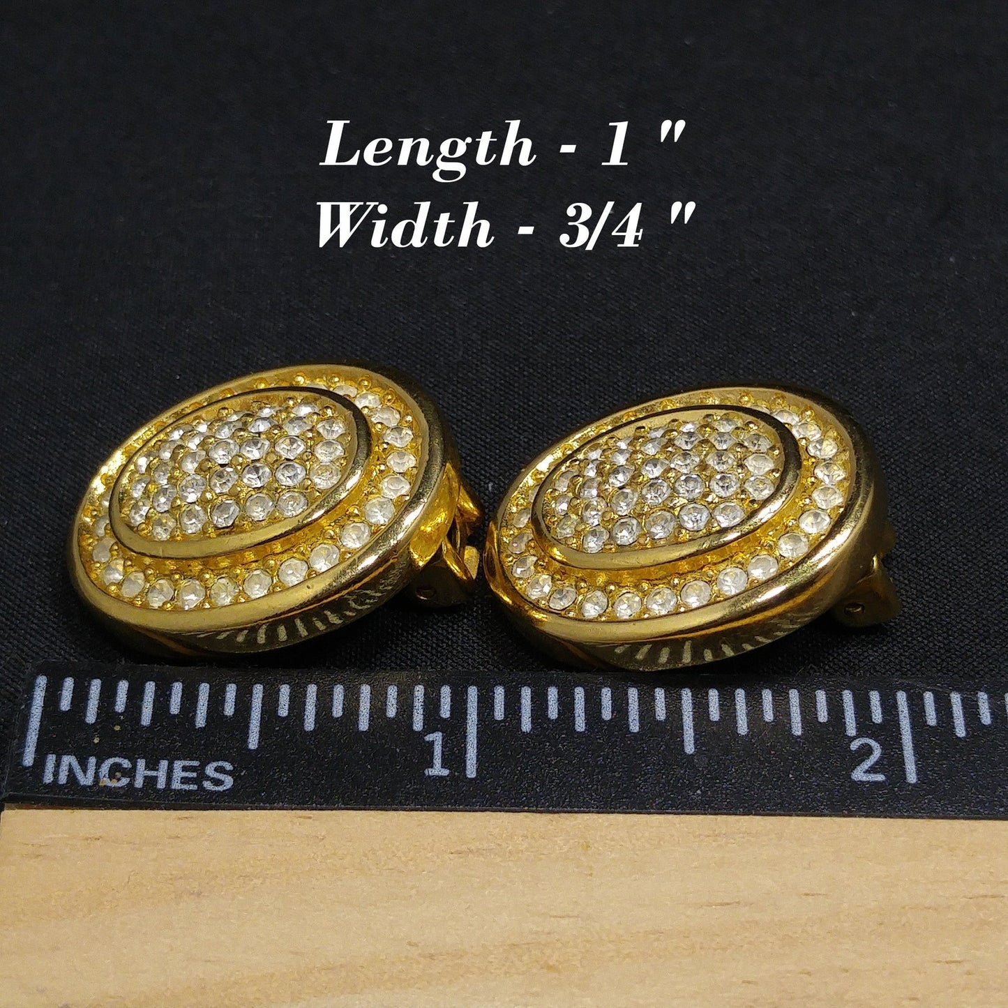 Vintage Christian Dior Pave Clear Rhinestone Clip Earrings, Gold Plated, 1980s