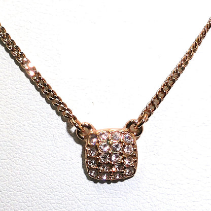 Givenchy Rose Gold Pendant Necklace – Pave Clear Rhinestones – 1990s Vintage Jewelry