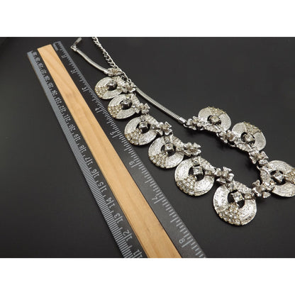 Hobe' Rhodium Plated Clear Rhinestone Choker Necklace, 17 Inches, 1960s Vintage Jewelry