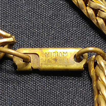Miriam Haskell Brass Wheat Chain Long Necklace, 30 Inches, 1940s Vintage Jewelry