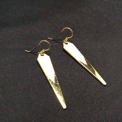Vintage Laurel Burch Long Earrings, White Enamel, Gold Plated
