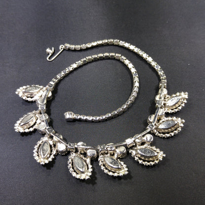 Weiss Wedding Clear Rhinestone Necklace, Rhodium Plated, 1950s Vintage Jewelry