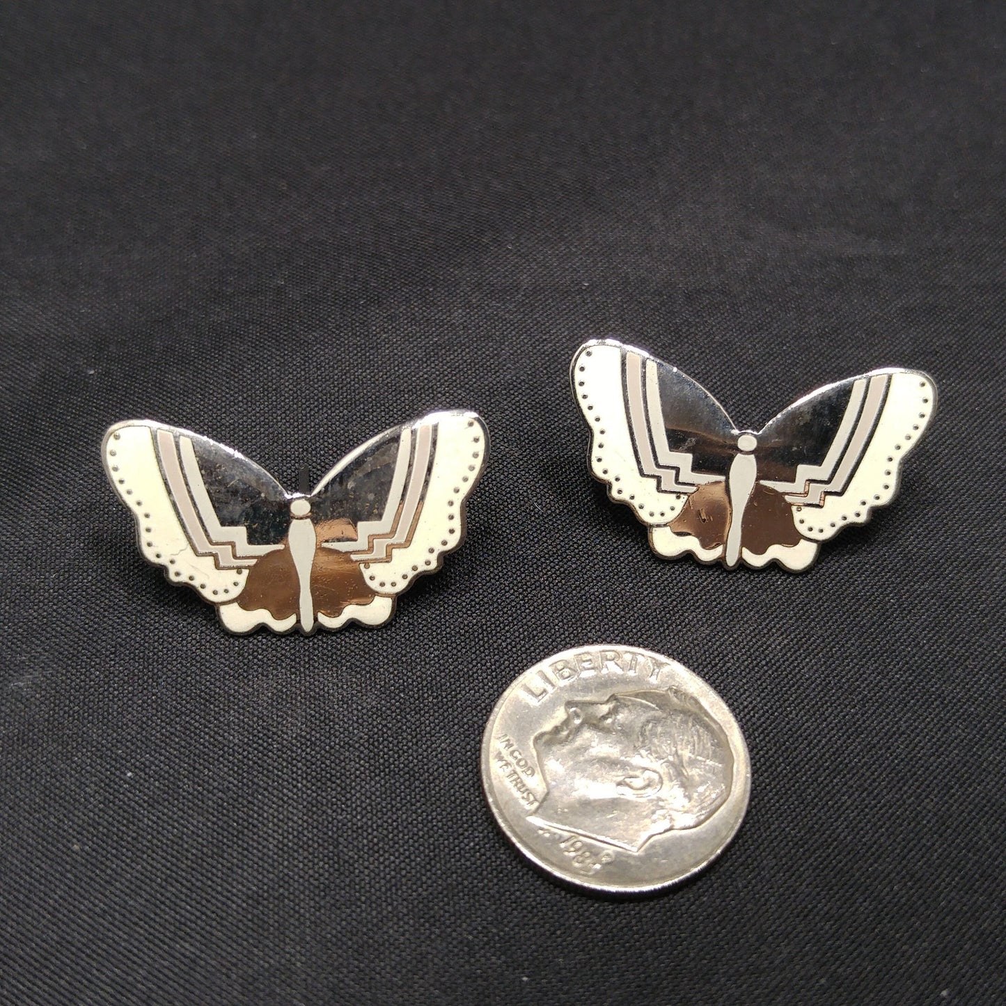 Laurel Burch "Papillon" Post Earrings, Butterfly Cloisonné Enamel, 1980s Vintage