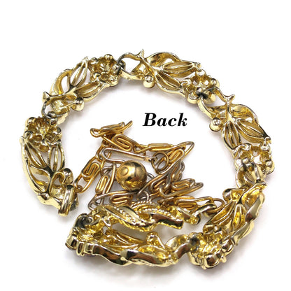 Lisner Topaz Rhinestone Floral Choker Necklace, Gold Plated, 1950s Vintage Jewelry