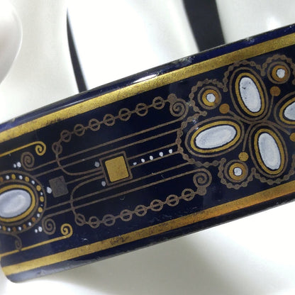 Michaela Frey Wide Enamel Bangle Bracelet, Made in Austria, 1970s Vintage Jewelry