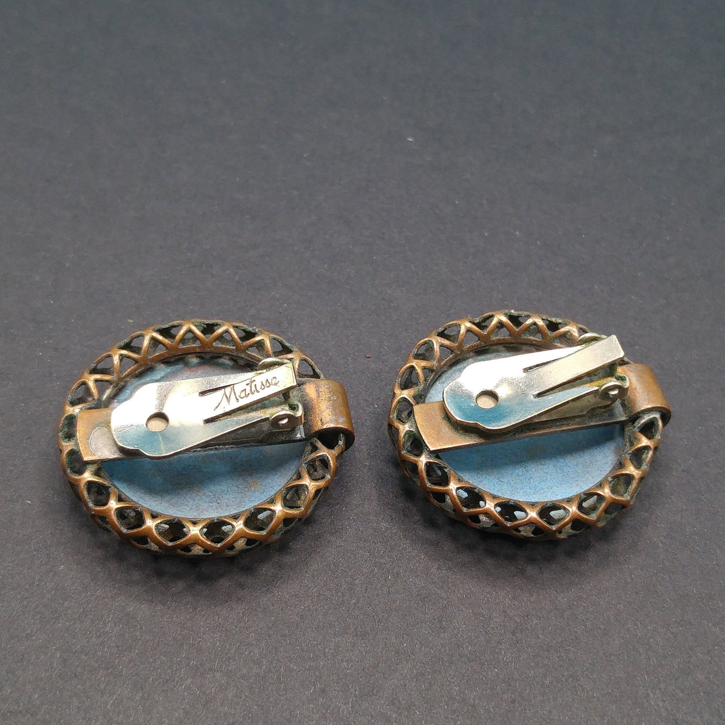 Vintage Matisse Enamel Copper Earrings 1950s 1960s Mid-Century Modern Signed