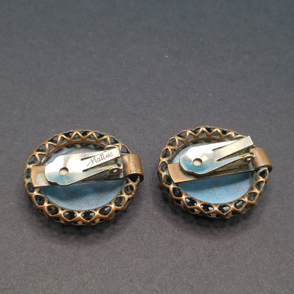 Vintage Matisse Enamel Copper Earrings 1950s 1960s Mid-Century Modern Signed