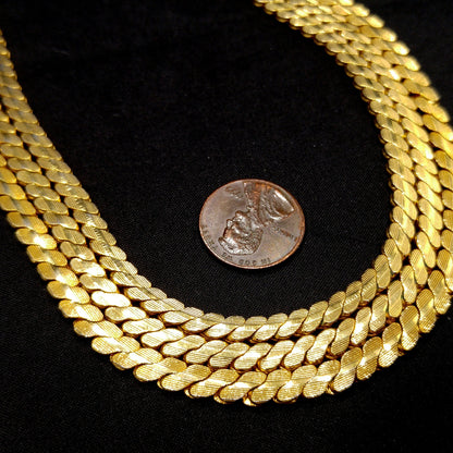 Hobe Curb Chain Necklace, Three Strands, Gold Plated, 1960s Vintage Jewelry