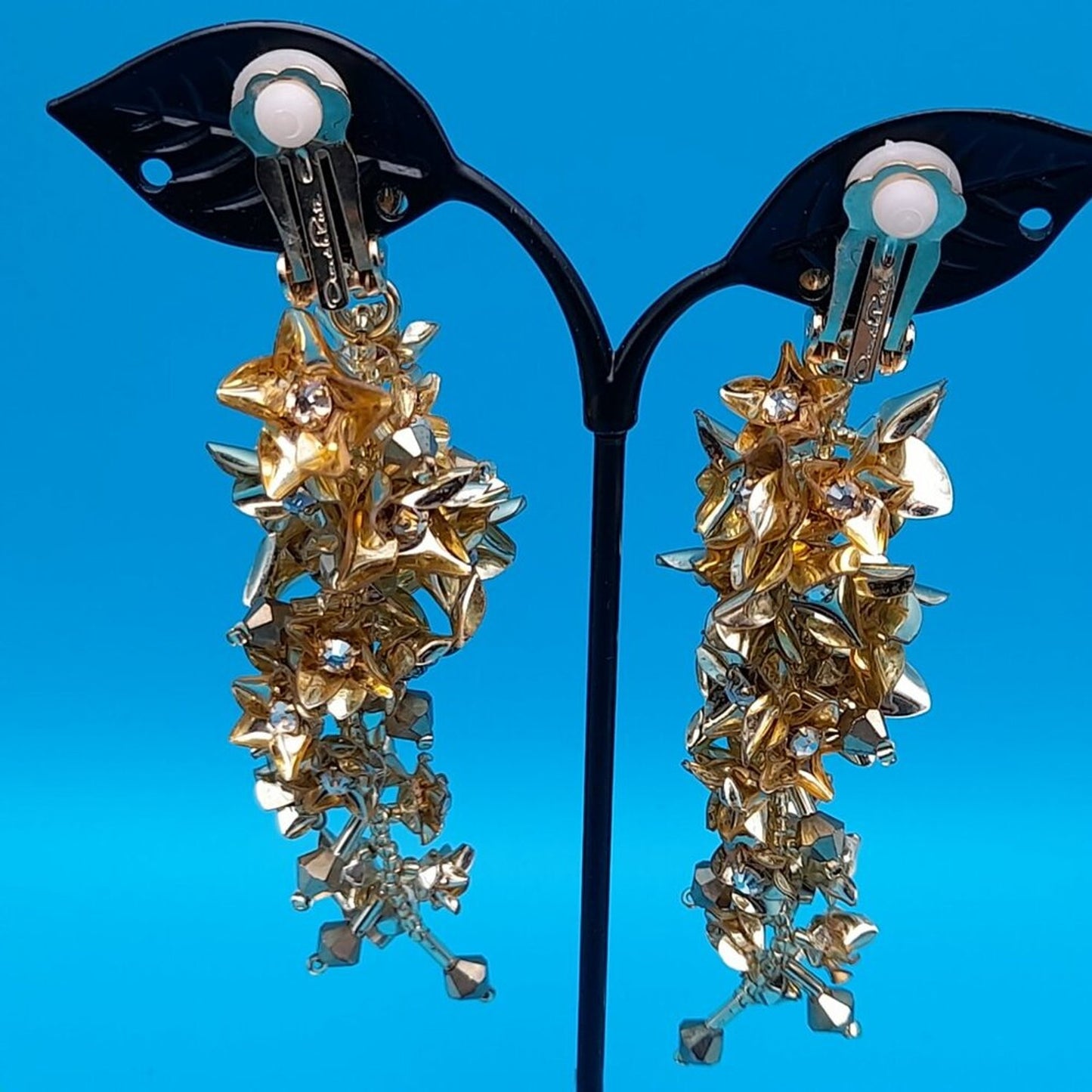 Oscar de la Renta Flower Vine Clip-On Earrings