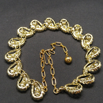 Vintage 1960s Aurora Borealis Rhinestone Gold Plated Choker Necklace 16"