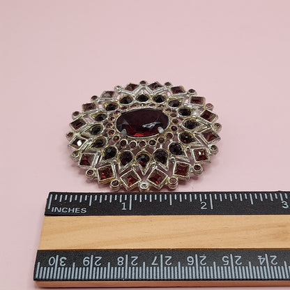 Vintage Purple Rhinestone Oval Brooch, Pot Metal, C Clasp, 1930s