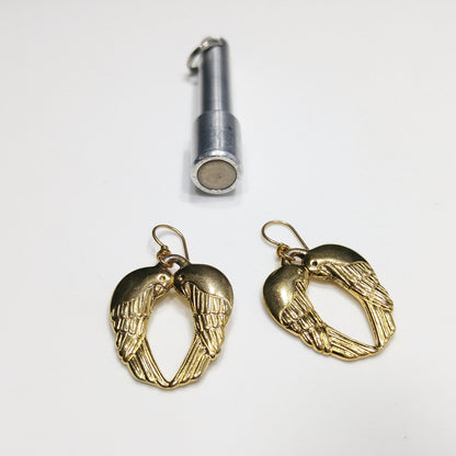 Vintage Laurel Burch Song Sparrows Earrings, Gold Plated