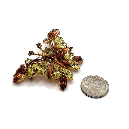 Vintage Austrian Butterfly Brooch - Topaz Crystal Rhinestones