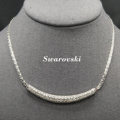 Vintage Swarovski Necklace – Rhodium Plated Pavé Clear Rhinestones, 1990s