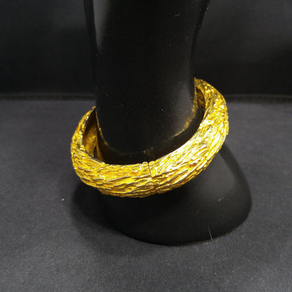 Vintage Hattie Carnegie Hinged Clamper Bracelet, Gold Plated, 1970s