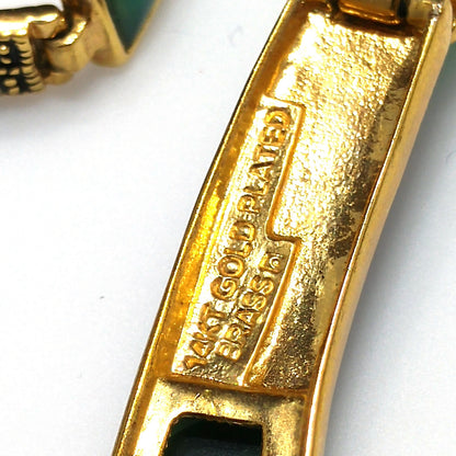 Vintage 14K Gold Plated Gemstone Jewelry: Necklace, Bracelet, Post Earrings, 1990s Vintage Jewelry