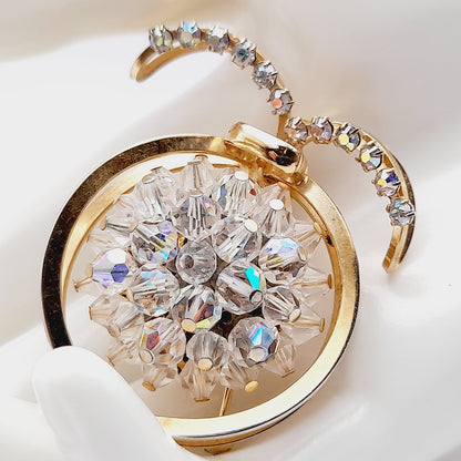 Vintage Aurora Borealis Crystal Fruit Brooch – Rhinestone Beaded Mid Century Jewelry