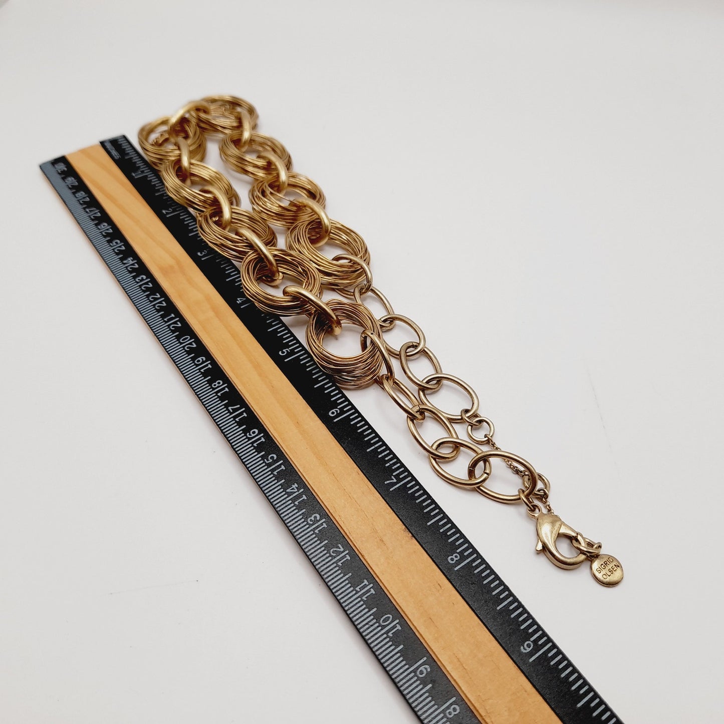 Vintage SIGRID OLSEN Wire Wrapped 19 Inch Wide Gold Tone Necklace