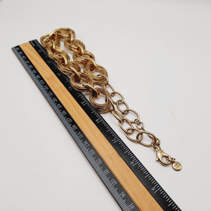 Vintage SIGRID OLSEN Wire Wrapped 19 Inch Wide Gold Tone Necklace