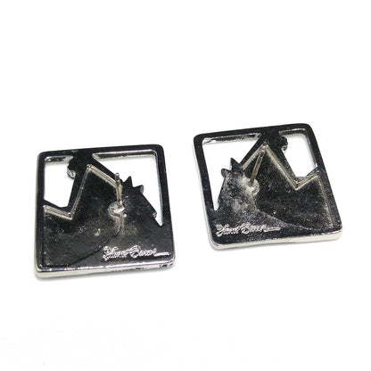 Vintage Laurel Burch Stallion Horse Post Earrings, Rhodium Plated